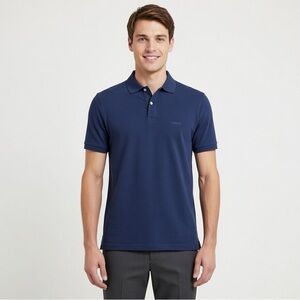 Calvin Klein Deep Blue Polo Shirt Size S 97% Cotton